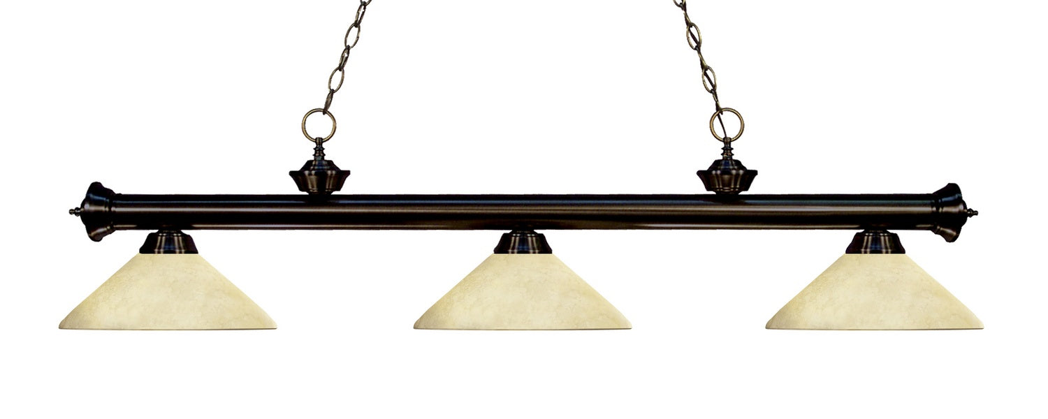 Z-Lite 200-3BRZ-AGM14 Three Light Billiard, Bronze