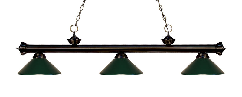 Z-Lite 200-3BRZ-MDG Three Light Billiard, Bronze