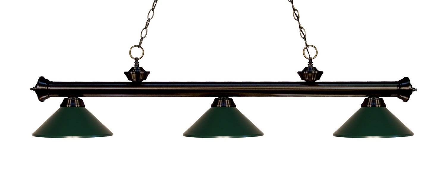 Z-Lite 200-3BRZ-MDG Three Light Billiard, Bronze