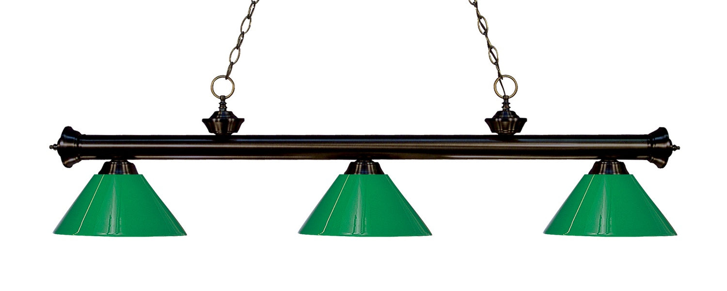 Z-Lite 200-3BRZ-PGR Three Light Billiard, Bronze