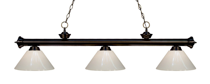 Z-Lite 200-3BRZ-PWH Three Light Billiard, Bronze