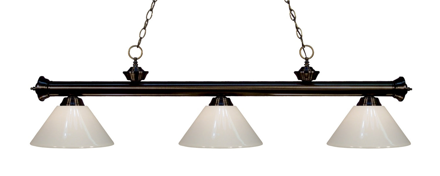 Z-Lite 200-3BRZ-PWH Three Light Billiard, Bronze