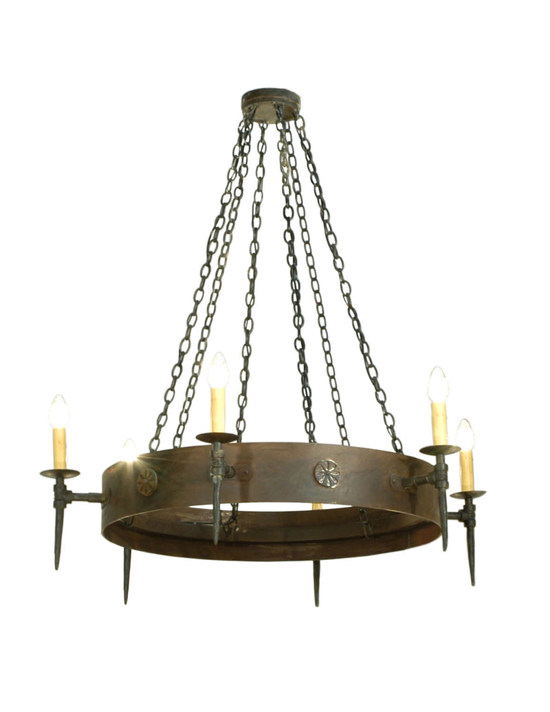 Meyda Tiffany 112812 Six Light Chandelier, Hand Waxed Metal