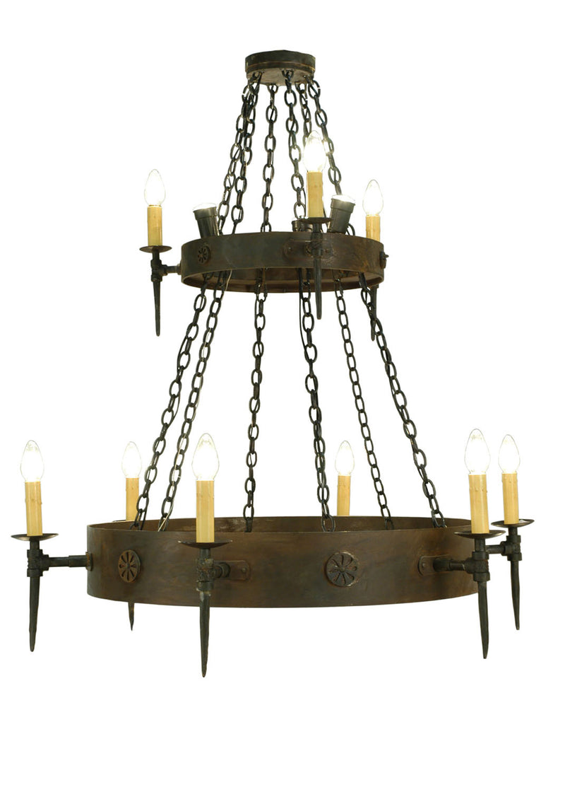Meyda Tiffany 112813 12 Light Chandelier, Hand Waxed Metal