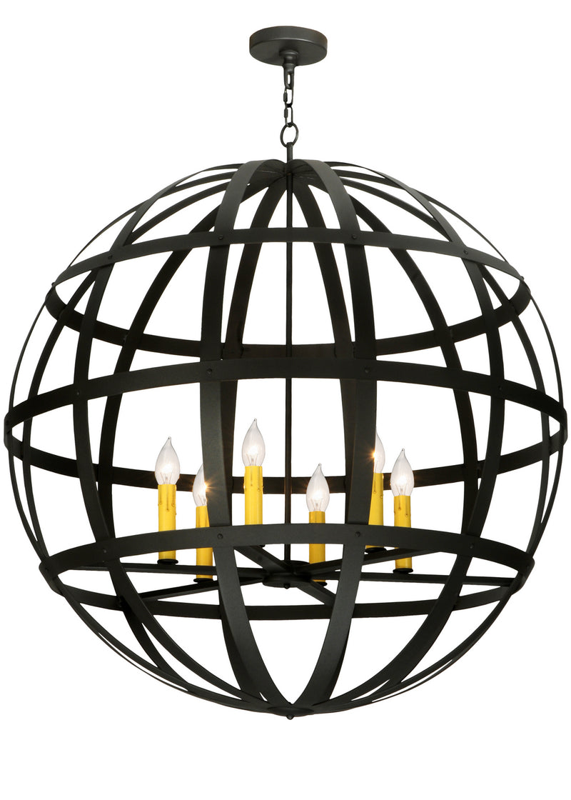 Meyda Tiffany 122886 Six Light Pendant, Wrought Iron