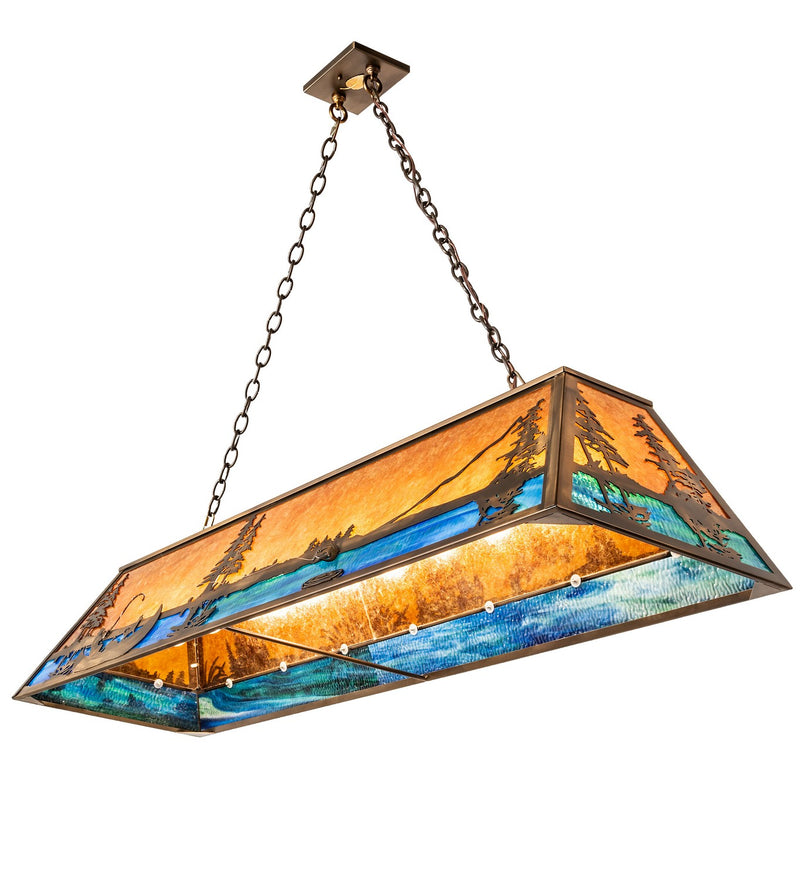 Meyda Tiffany 122907 Nine Light Oblong Pendant, Antique Copper