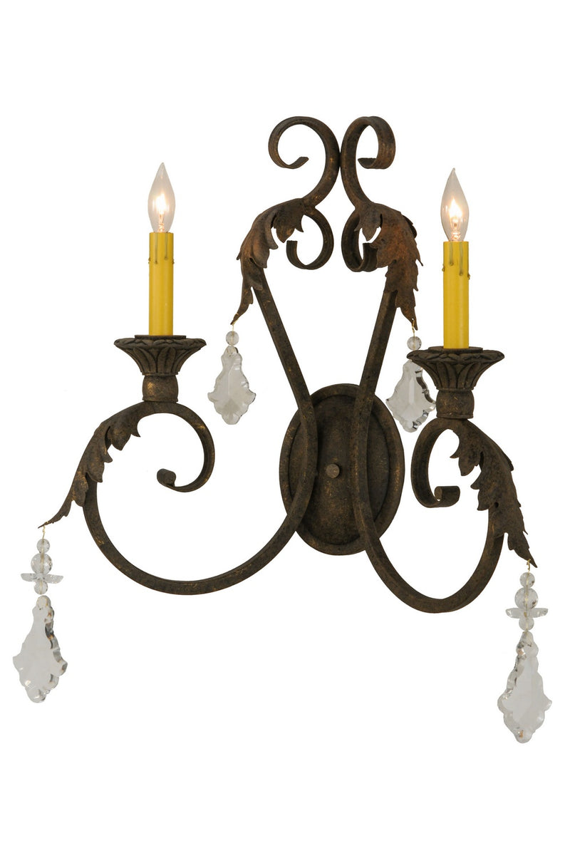 Meyda Tiffany 116398 Two Light Wall Sconce, Autumn Leaf