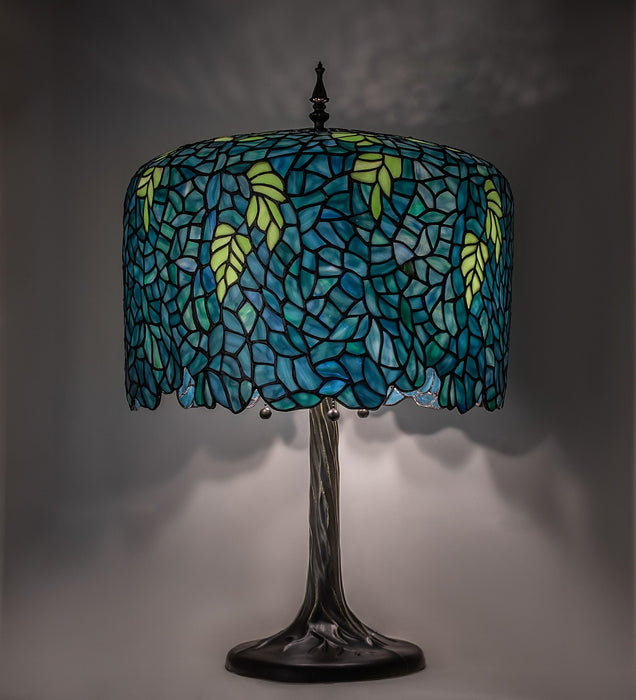 Meyda Tiffany 118689 Three Light Table Lamp, Mahogany Bronze