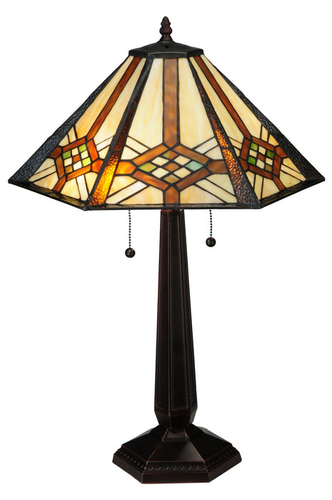 Meyda Tiffany 119659 Two Light Table Lamp, French Bronze