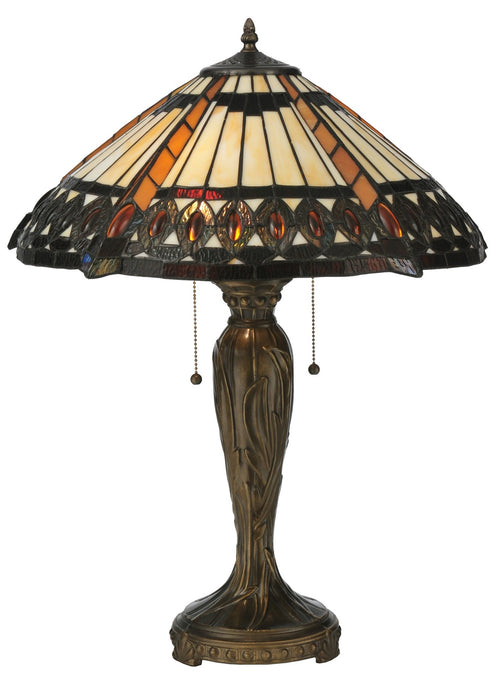 Meyda Tiffany 119679 Two Light Table Lamp, Antique