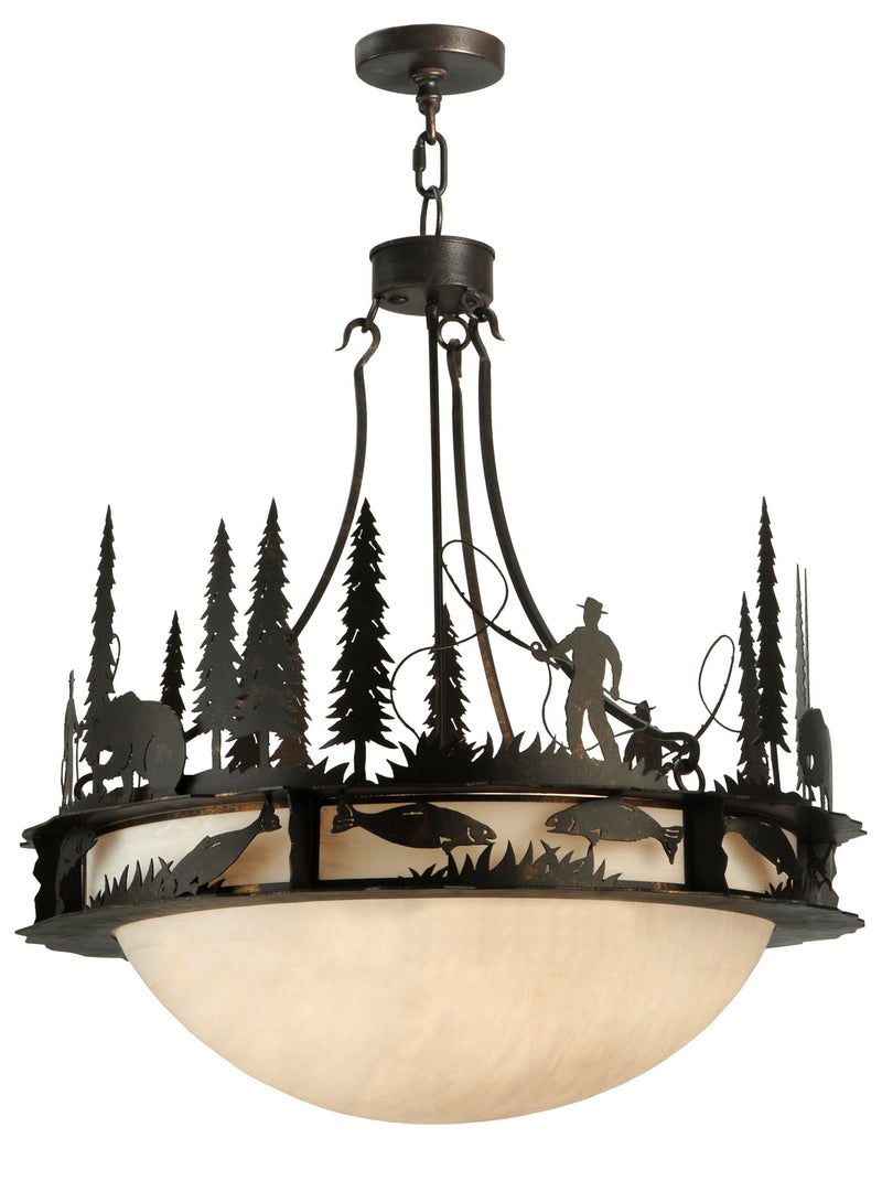 Meyda Tiffany 120160 Six Light Inverted Pendant, Copper Rust