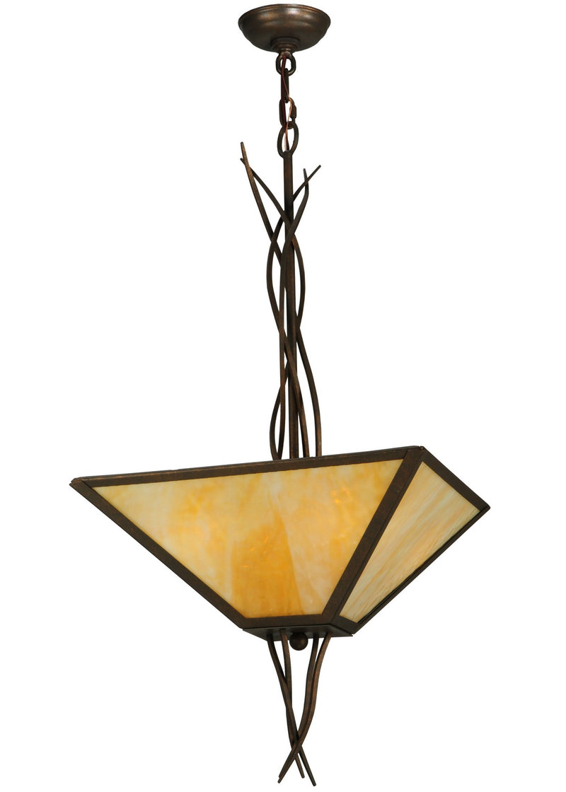 Meyda Tiffany 120371 Four Light Inverted Pendant, Gilded Tobacco
