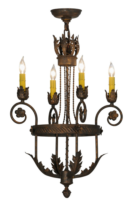 Meyda Tiffany 120410 Four Light Chandelier, Gilded Tobacco
