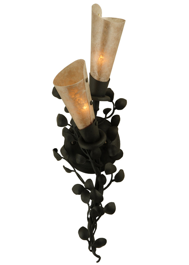 Meyda Tiffany 120695 Two Light Wall Sconce, Wrought Iron On Rust