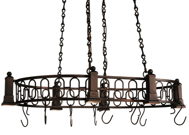 Meyda Tiffany 121343 Six Light Pot Rack, Mahogany Bronze