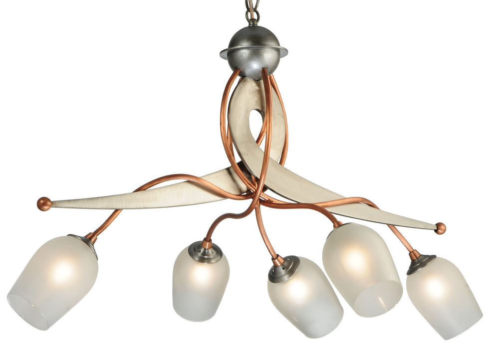 Meyda Tiffany 121693 Five Light Chandelier, Raw Copper & Brushed Stainless Steel