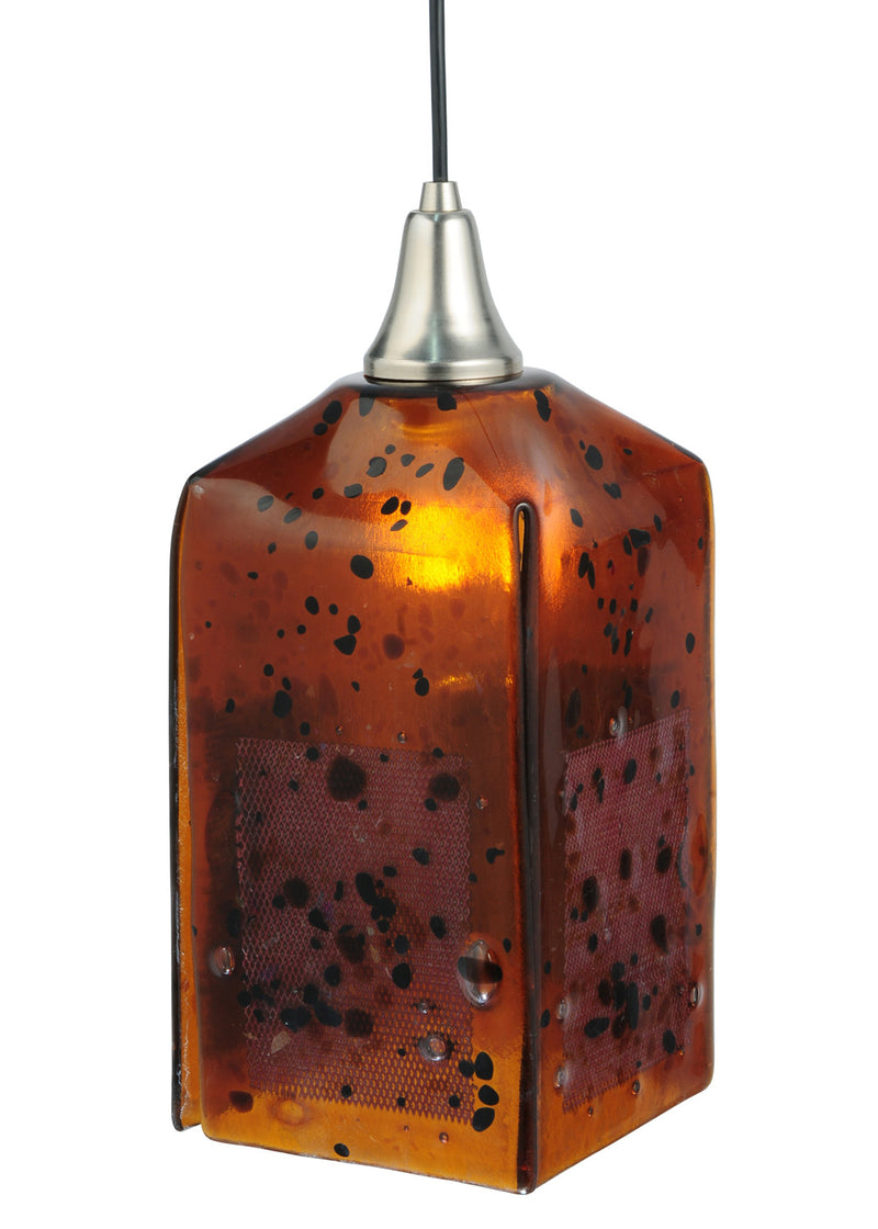 Meyda Tiffany 123746 One Light Mini Pendant, Brushed Nickel/Black Cord