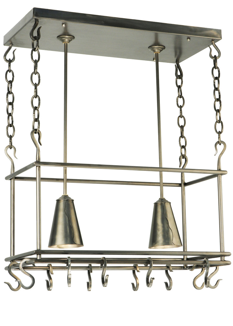 Meyda Tiffany 123933 Two Light Pot Rack, Industrial Steel