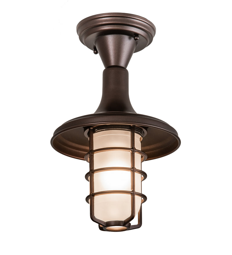 Meyda Tiffany 123959 One Light Flushmount, Mahogany Bronze