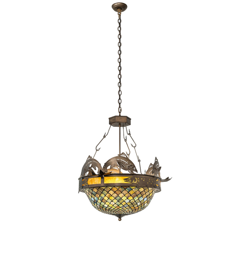 Meyda Tiffany 124101 Four Light Inverted Pendant, Antique Copper