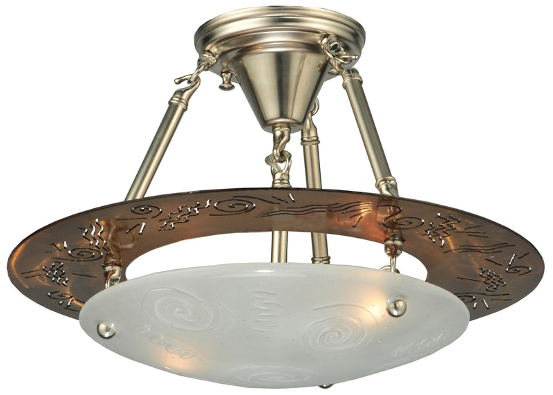 Meyda Tiffany 124461 Two Light Semi-Flushmount, Nickel,Transparent Copper