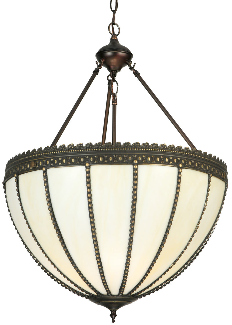 Meyda Tiffany 124554 Three Light Inverted Pendant, Craftsman Brown Highlighted