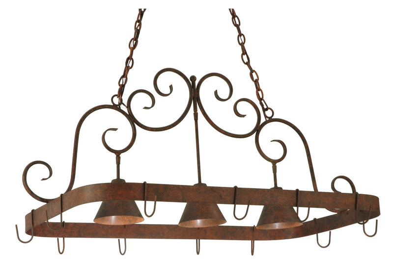 Meyda Tiffany 125092 Three Light Pot Rack, Cajun Spice