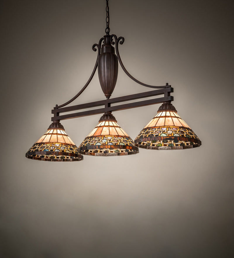 Meyda Tiffany 125111 Three Light Island Pendant, Mahogany Bronze