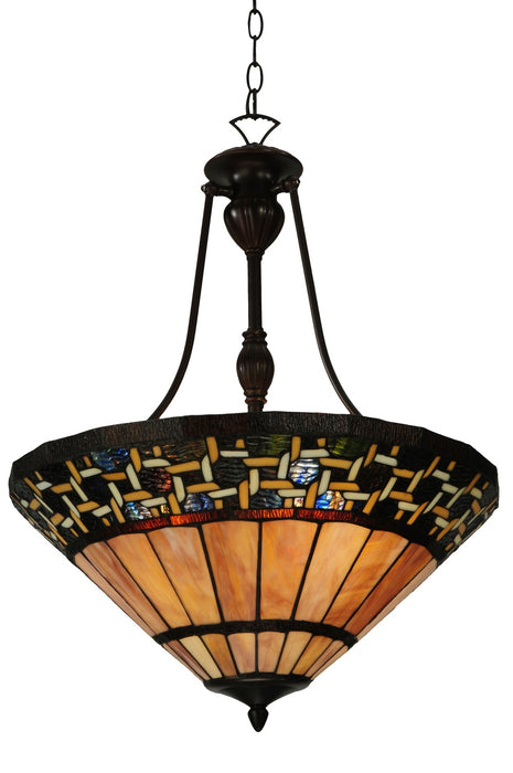 Meyda Tiffany 125115 Three Light Inverted Pendant, Mahogany Bronze