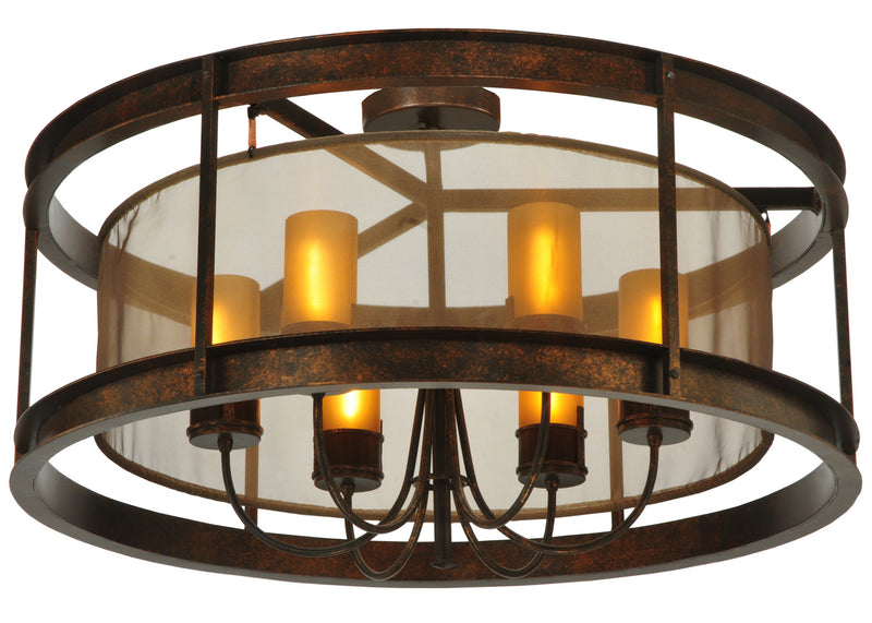Meyda Tiffany 125521 Six Light Semi-Flushmount, Gilded Tobacco