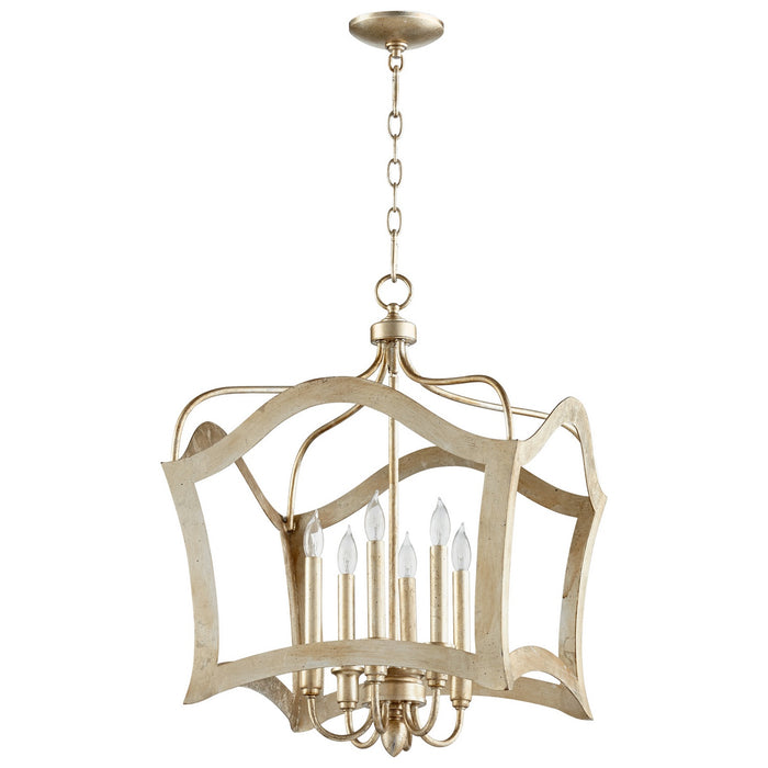 Cyan 06581 Six Light Pendant, Aged Silver Leaf