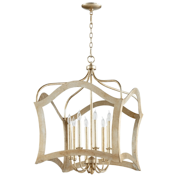 Cyan 06582 Eight Light Pendant, Aged Silver Leaf