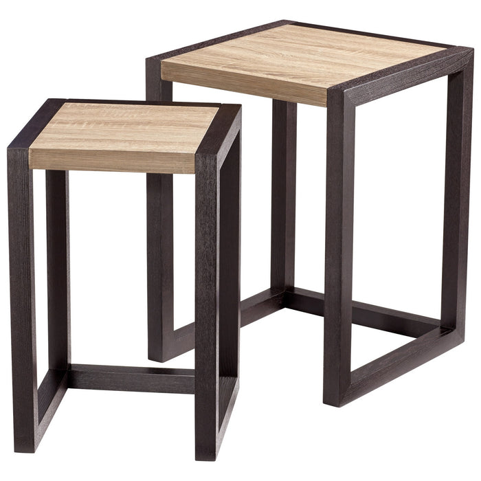 Cyan 06792 Nesting Tables, Oak Veneer & Black Veneer