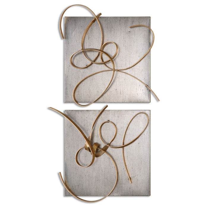 Uttermost 07071 Wall Art, Burnished Silver Leaf