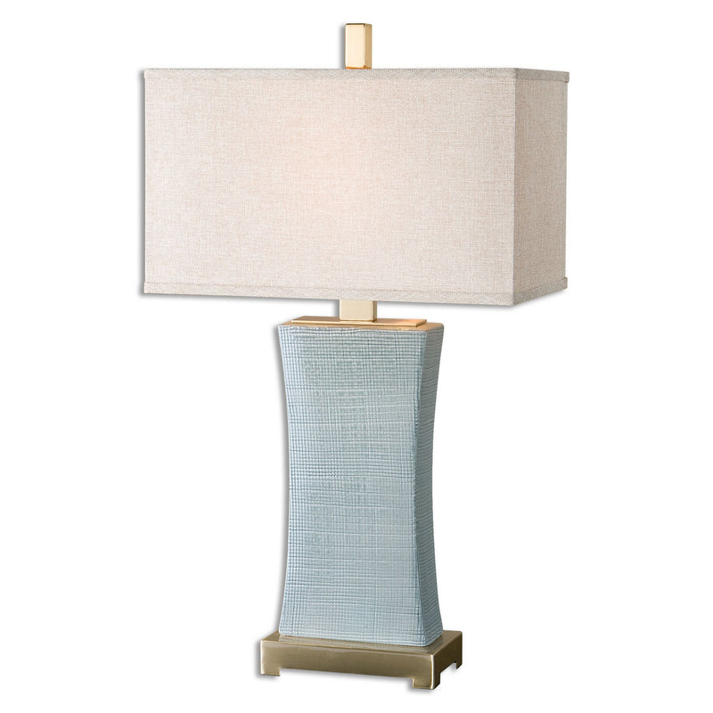 Uttermost 26673-1 One Light Table Lamp, Coffee Bronze, Blue Gray Glaze