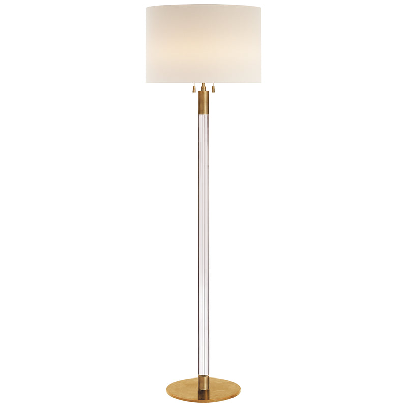 Visual Comfort Signature ARN 1005HAB/CG-L Two Light Floor Lamp, Hand-Rubbed Antique Brass with Crystal