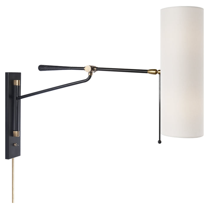Visual Comfort Signature ARN 2002BLK-L Two Light Wall Sconce, Black and Brass