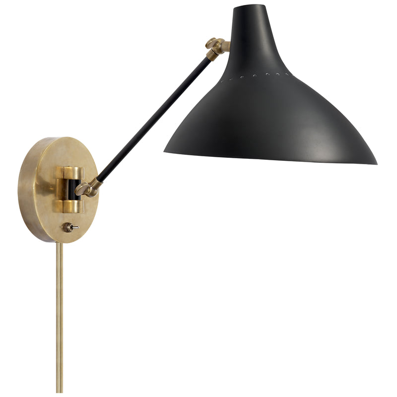 Visual Comfort Signature ARN 2006BLK One Light Wall Sconce, Black and Brass