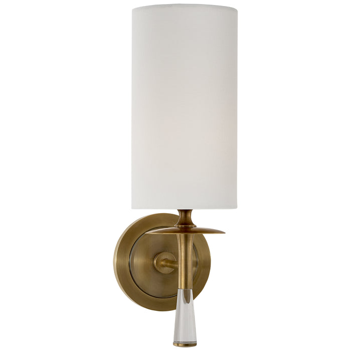 Visual Comfort Signature ARN 2018HAB/CG-L One Light Wall Sconce, Hand-Rubbed Antique Brass with Crystal