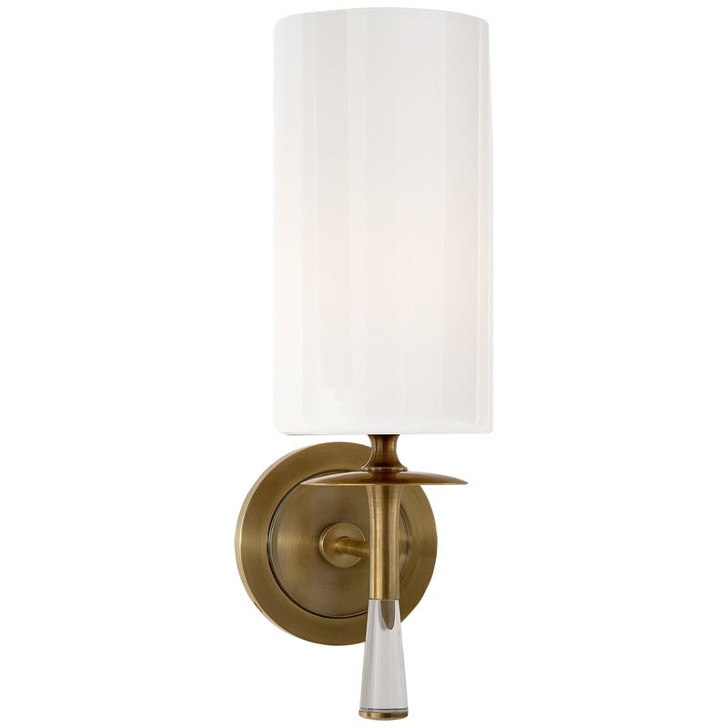 Visual Comfort Signature ARN 2018HAB/CG-WG One Light Wall Sconce, Hand-Rubbed Antique Brass with Crystal