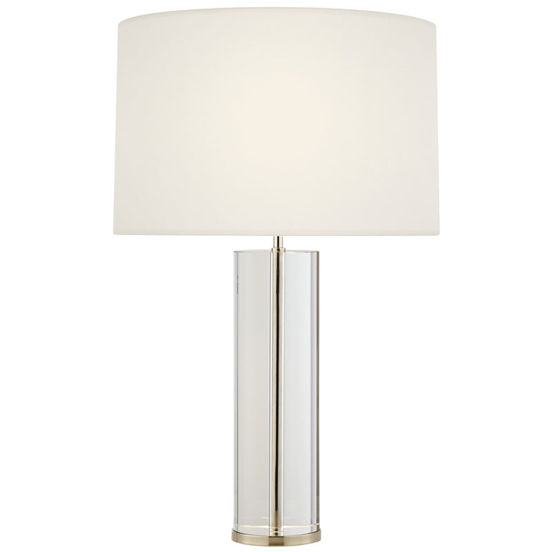 Visual Comfort Signature ARN 3024CG/PN-L Two Light Table Lamp, Crystal with Polished Nickel