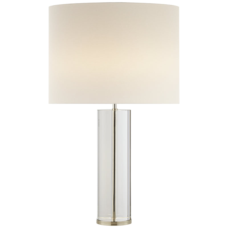 Visual Comfort Signature ARN 3024CG/PN-L Two Light Table Lamp, Crystal with Polished Nickel