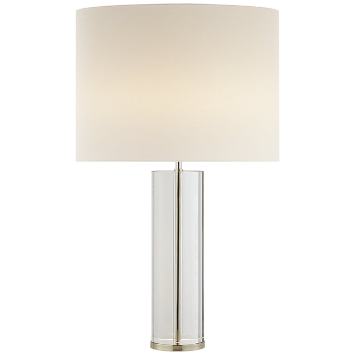 Visual Comfort Signature ARN 3024CG/PN-L Two Light Table Lamp, Crystal with Polished Nickel