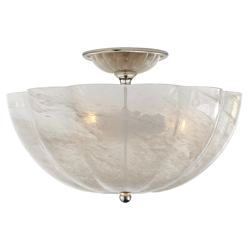 Visual Comfort Signature ARN 4000PN-WG Three Light Semi Flush Mount, Polished Nickel