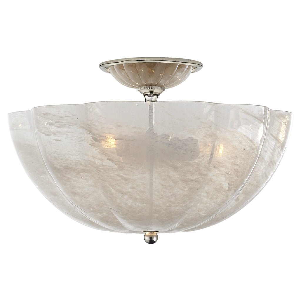 Visual Comfort Signature ARN 4000PN-WG Three Light Semi Flush Mount, Polished Nickel