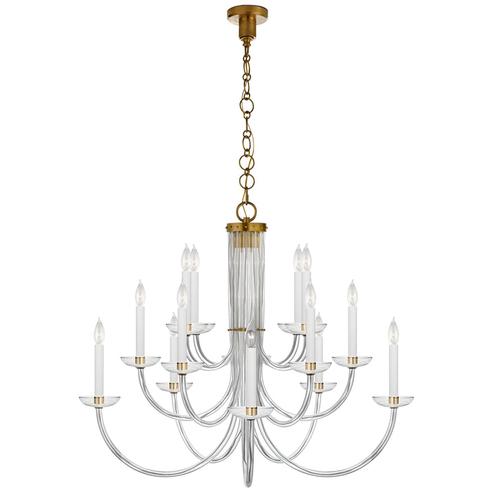 Visual Comfort Signature ARN 5116HAB-CG 15 Light Chandelier, Hand-Rubbed Antique Brass