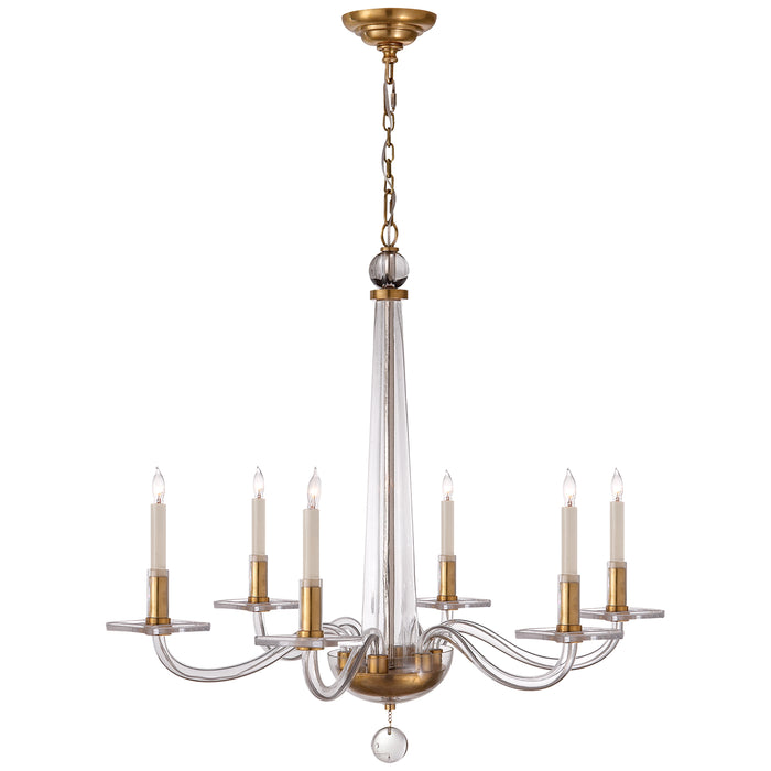 Visual Comfort Signature CHC 1140AB Six Light Chandelier, Antique Brass and Clear Glass