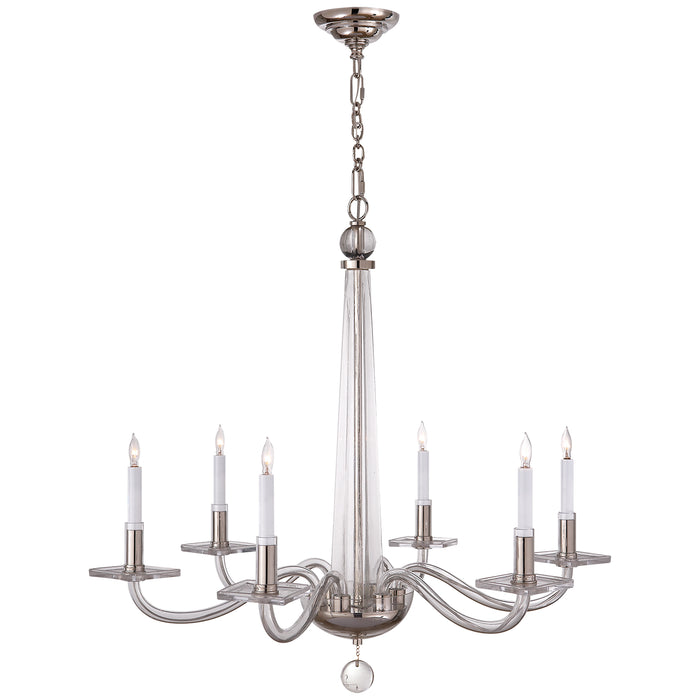 Visual Comfort Signature CHC 1140PN Six Light Chandelier, Polished Nickel and Clear Glass