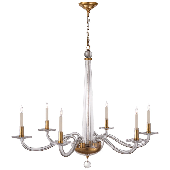 Visual Comfort Signature CHC 1141AB Six Light Chandelier, Antique Brass and Clear Glass