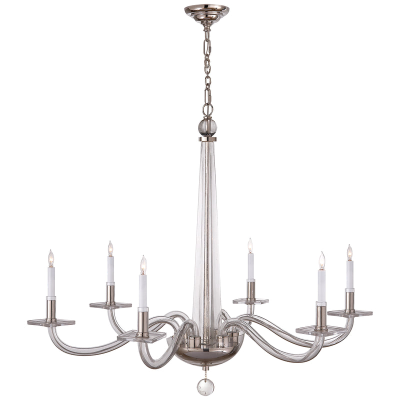 Visual Comfort Signature CHC 1141PN Six Light Chandelier, Polished Nickel and Clear Glass
